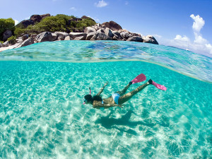 Enjoying a perfect snorkel at the Baths, Virgin Gorda